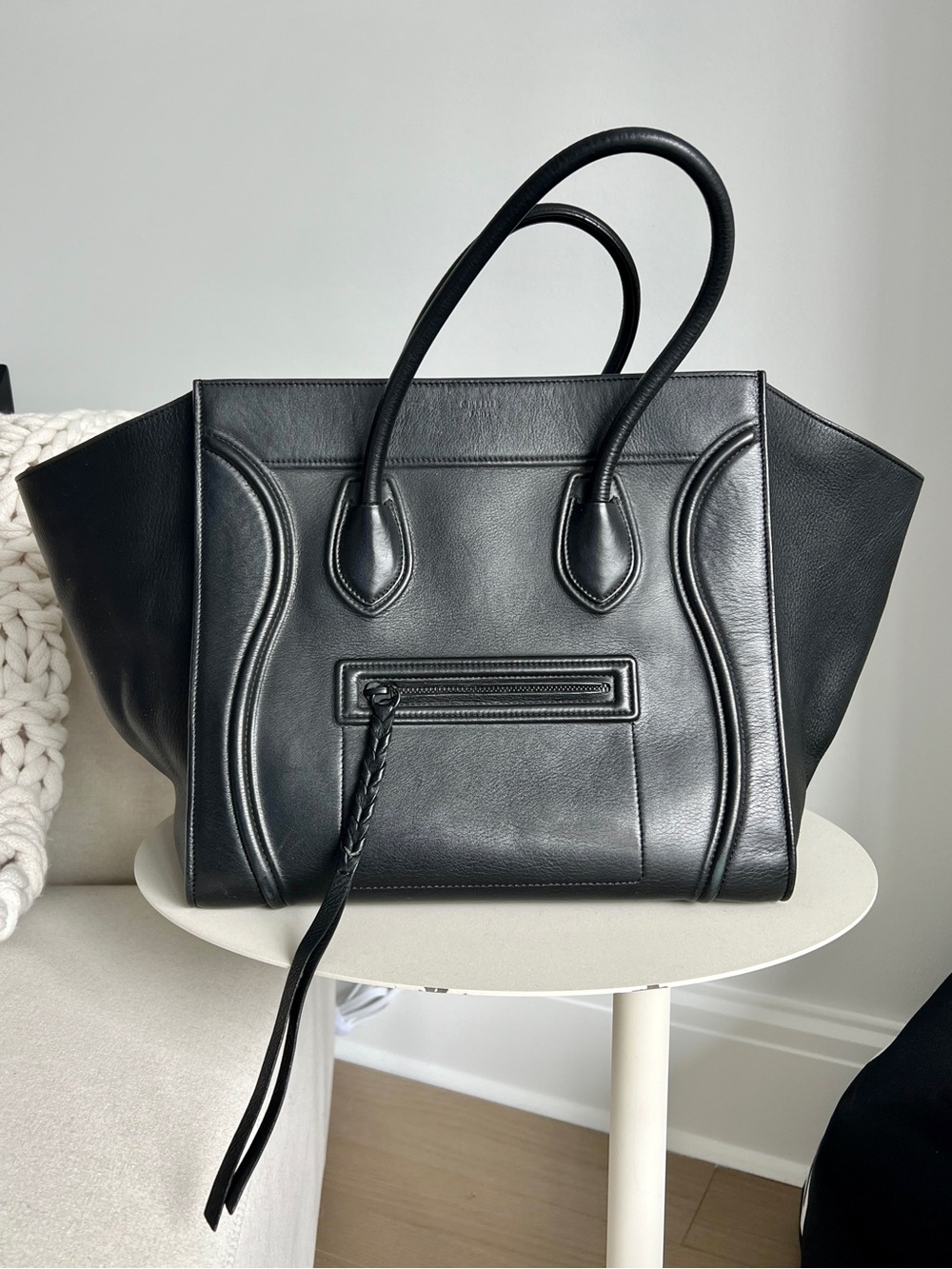 Céline Black Leather Phantom Luggage Tote (+Dust Bag)